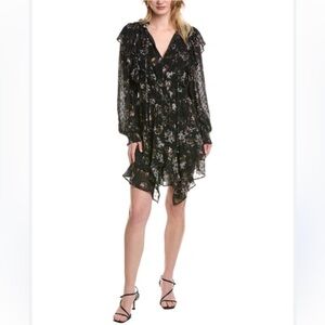 All SAINTS DRESS ELISE VIOLA SZ 2 BLACK FLORAL RUFFLES WHIMSIGOTH ROMANTIC BOHO